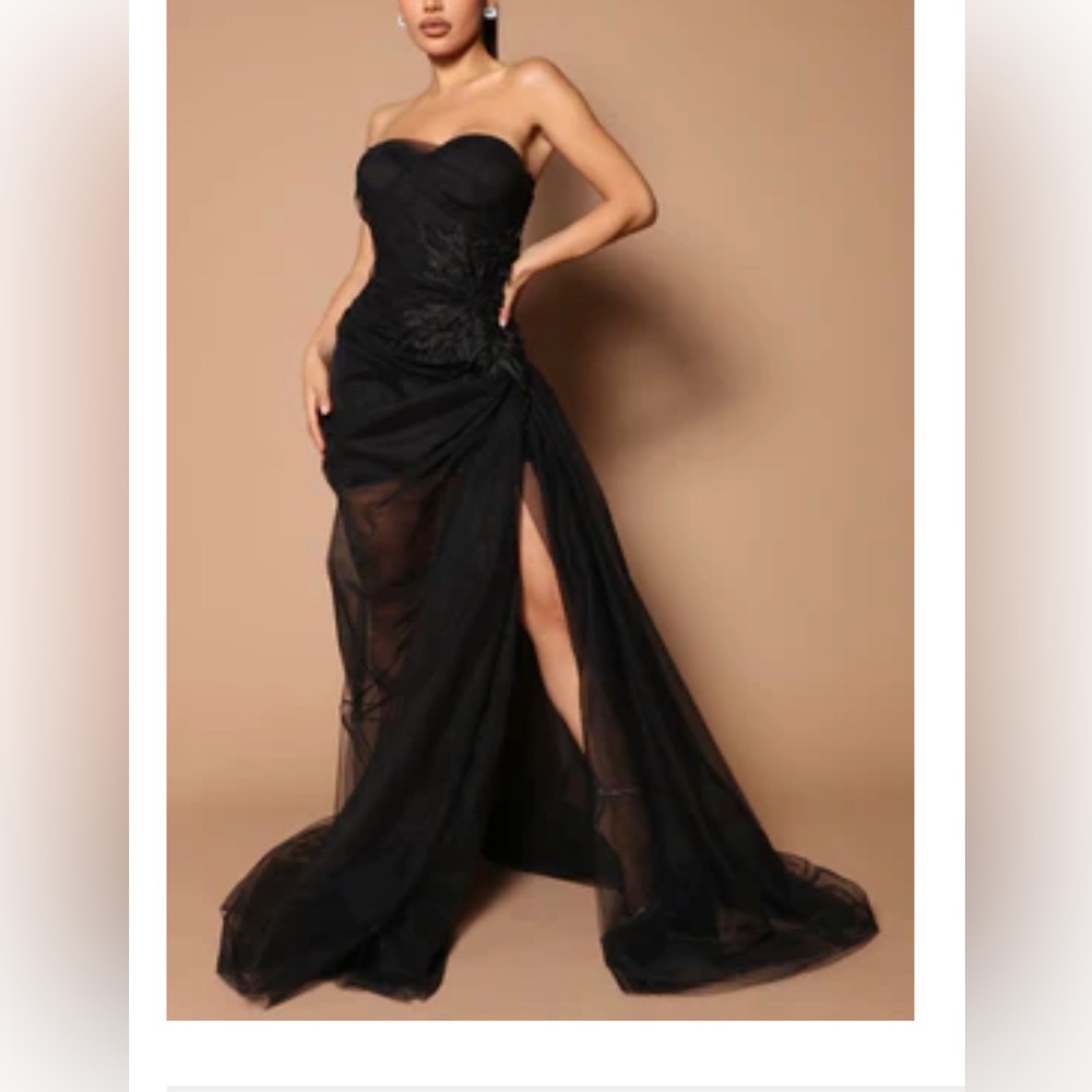 Kiara Embellished Tulle Maxi Dress - Black. Size small. Only worn once.